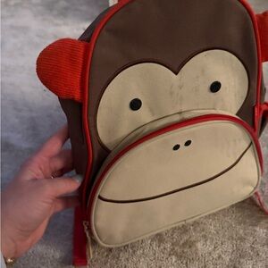 Skip Hop Kids Monkey Backpack in Brown, Cream and Red